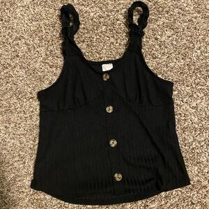 Black Button-Down Women's Top